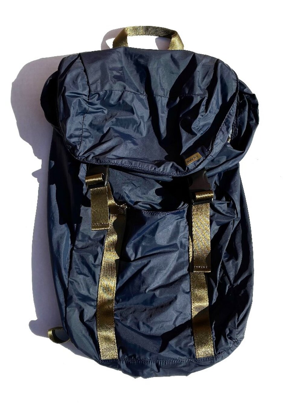 Away Packable Water-Resistant Backpack, Navy/Tan - Picture 3 of 9